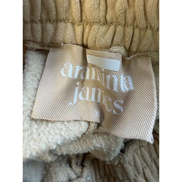 Araminta James Yellow Fleece Shorts Womens‎ XS Lounge Comfy Neutral - Image 5