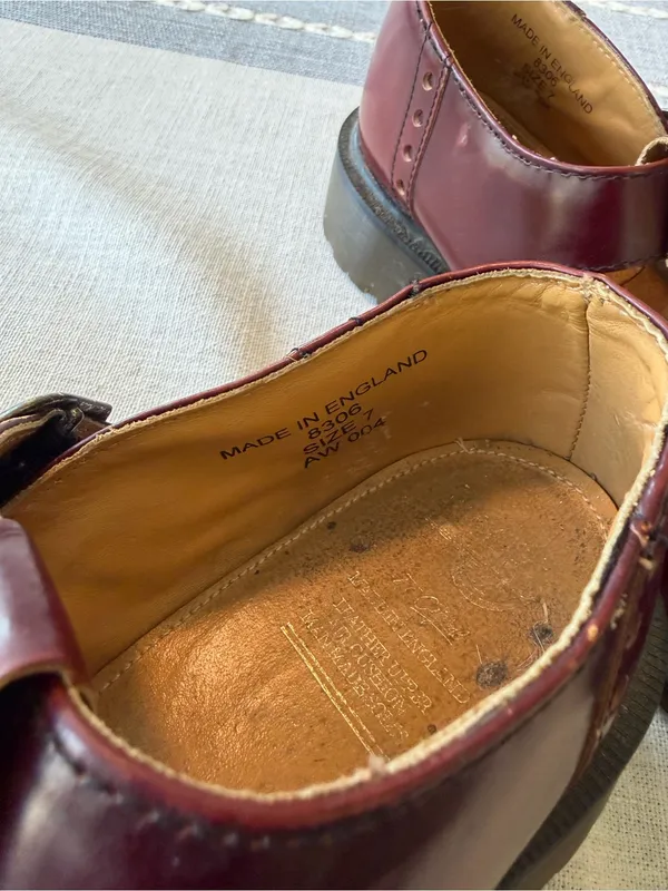 RARE Vintage Dr. Martens 8306 Cherry Red Oxblood T-Strap Made in England Size 9 - Image 9