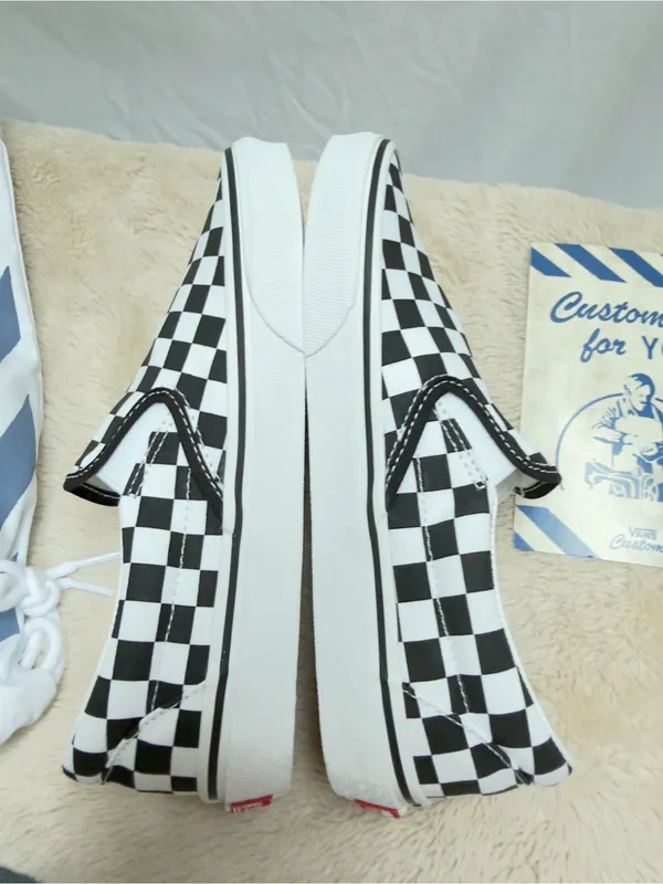 Custom Women’s Vans Checkerboard Slip-On Loafers - Black & White- new! Size 8W - Image 8