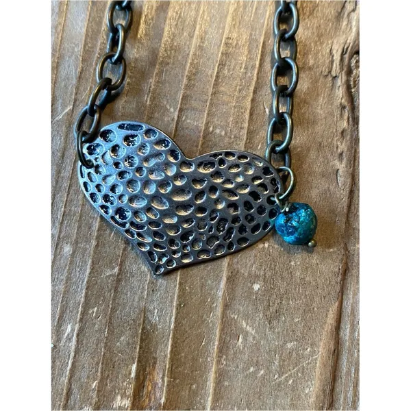 Boho Western Heart Necklace with Turquoise Bead Charm New - Image 2