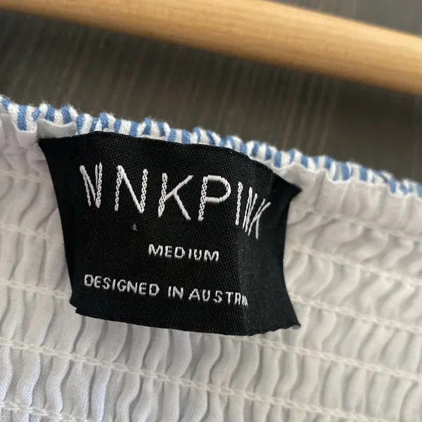 MinkPink‎ Aries Tiered Midi Dress In Blue/white Stripe Size M - Image 10