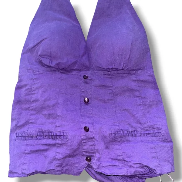 Y2K Washed Purple Corset Halter Top large - Image 2