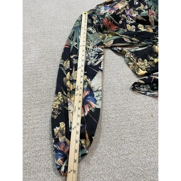 Miss Avenue Long Sleeve Black Floral Printed High Low Dress Size Medium Romantic - Image 11