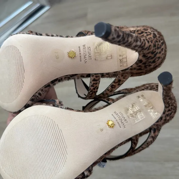 Stuart Weitzman Made In Spain Leather Bow 100 Slide Heeled Sandals Size 7.5 - Image 3