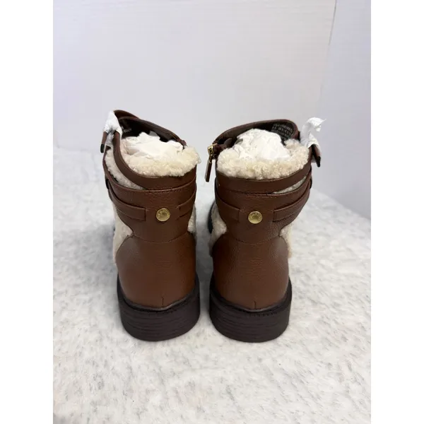 Kenneth Cole Reaction Wind Lug Buckle‎ Cozy Brown Faux Shearling Boots 8.5 NIB - Image 7