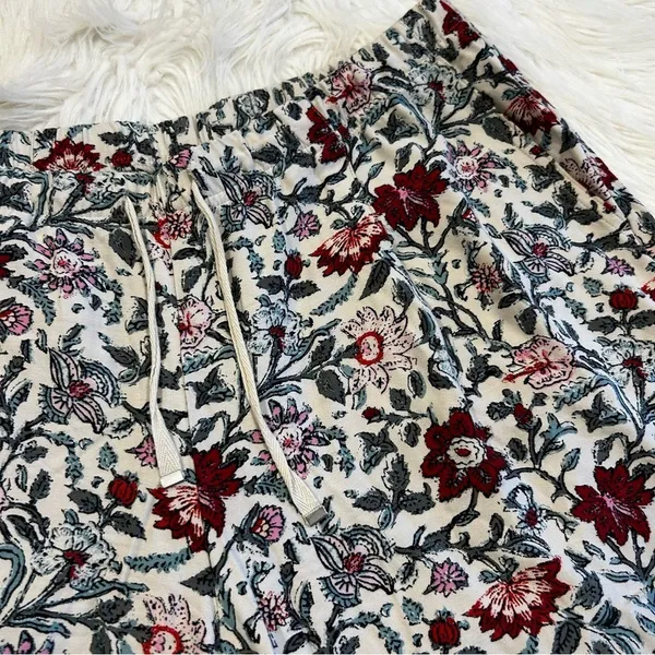 J. Jill Womens Floral Print Rayon Drawstring‎ Shorts Cream Red Teal Size M - Image 3