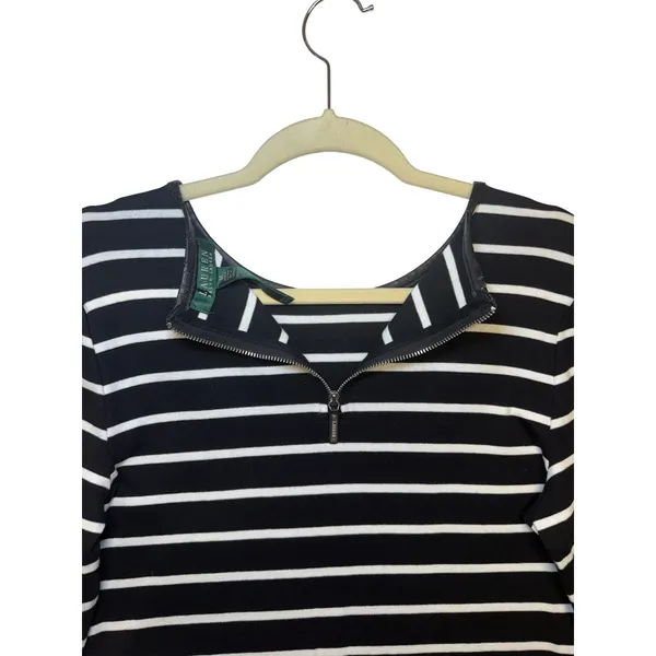 Lauren Ralph Lauren Striped‎ Sheath Dress Faux Leather Nautical Professional M - Image 7
