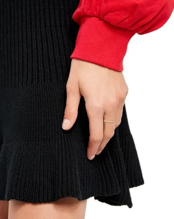 Free people solid gold swingy sweater skirt black - Image 3