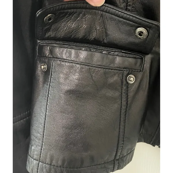 Wilsons Leather Black Jacket Faux Fur Collar XL WWZM2451 Moto Coat - Image 5