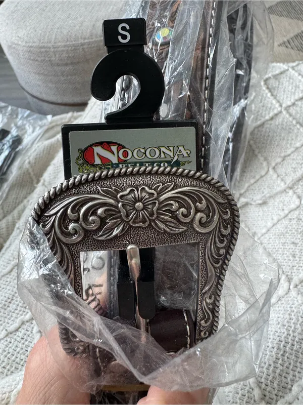 Nocona Western Belt Womens Scroll Nail Heads Leather Brown N320008502 Small - Image 4