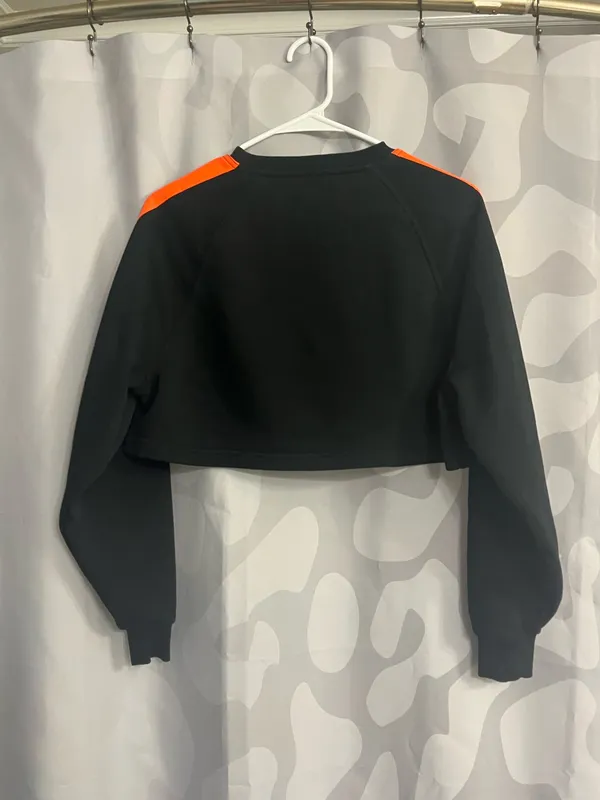 White Fox Boutique Orange Black Cropped Sweatshirt - Image 2
