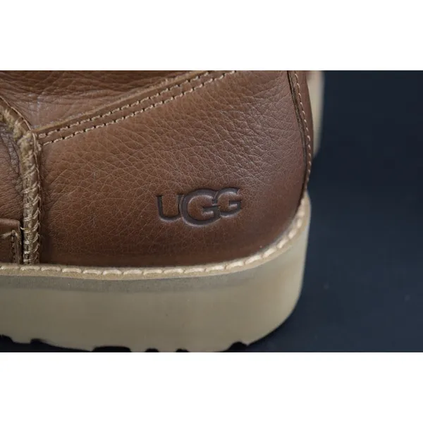 UGG Deconstructed Lace Leather Side Zip Boots Women Brown Good Size 6 Toe Round - Image 6
