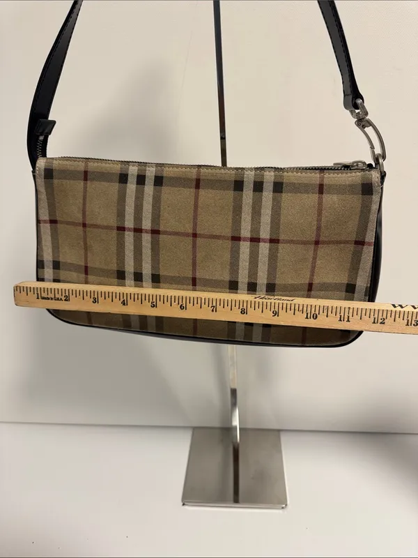 Burberry Suede Nova Check Vintage Shoulder Bag Leather Luxury Classy - Image 8