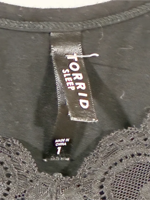 Torrid Plus Size Black Super Soft Lace Trim Sleep Romper Size 1X - Image 5