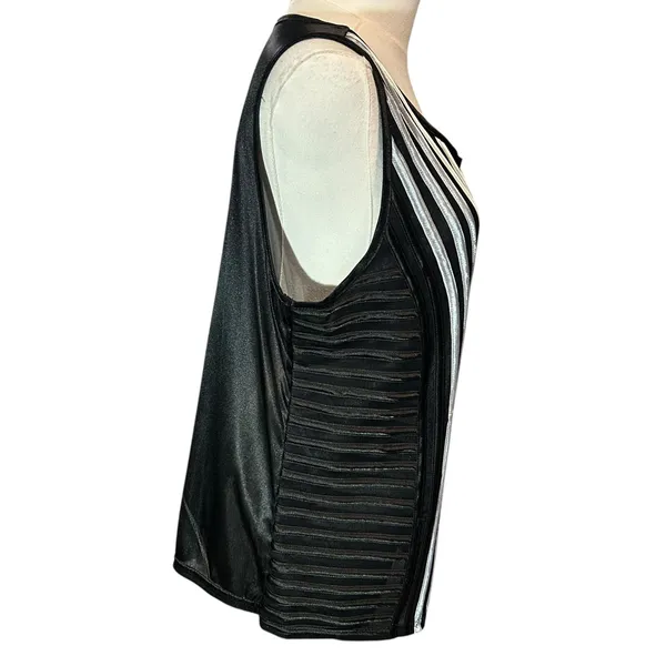 Damee Inc 2 PC Set Top and Overshirt Black Silver Sheer Mesh Art XL Space Punk - Image 4