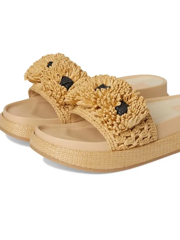 NEW $140 Dolce Vita Sidona Boho Flower Raffia Platform Slide Sandals 9.5 Resort - Image 6