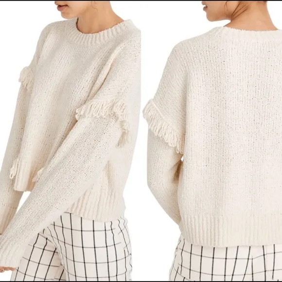 Madewell ivory Montford Fringe Pullover Sweater - Image 2
