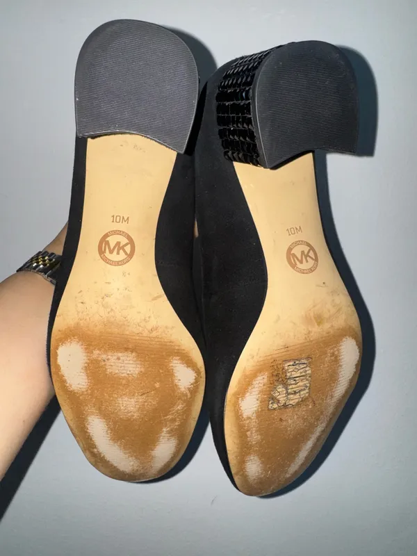 Michael Kors Arabella black suede studded 2” heels size 10M - Image 5