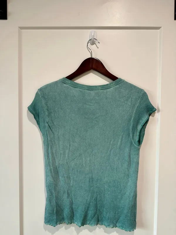 Free People We The Free Be My Baby Tee Teal Lettuce Hem XL - Image 2