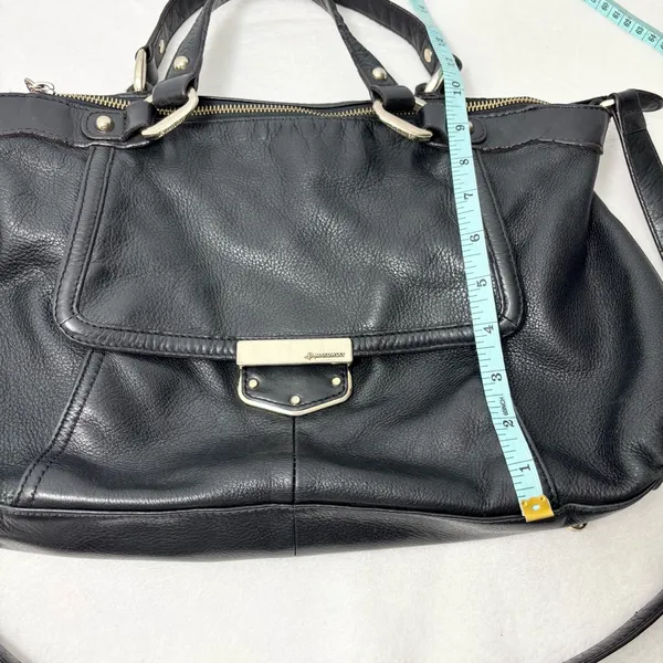 B Makowsky Large Black Genuine Leather Handbag‎ Lombard Satchel - Image 7