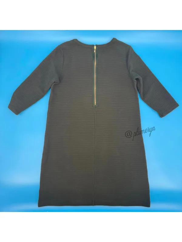 Vineyard Vines Ribbed Ottoman Shift Dress Dark Green Cotton Stretch Size M - Image 2