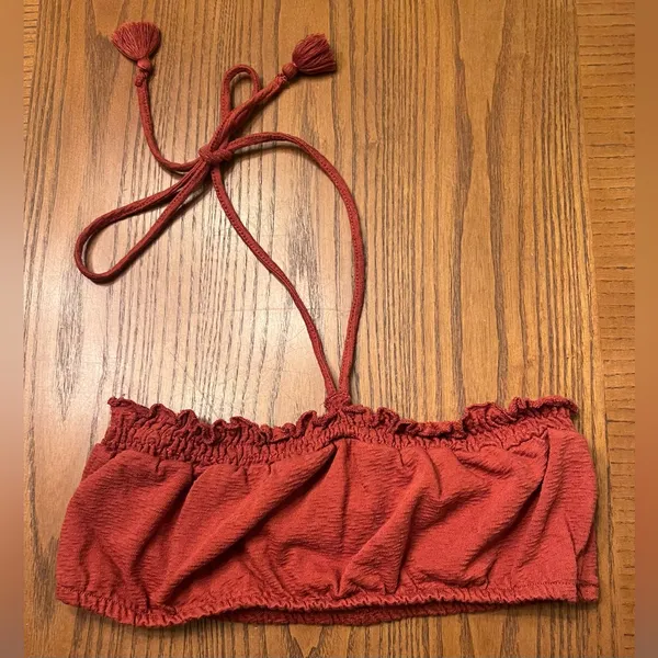 Free People‎ Beach Don't Kill My Vibe Bronzer Brown Halterneck Bandeau Top XS - Image 7
