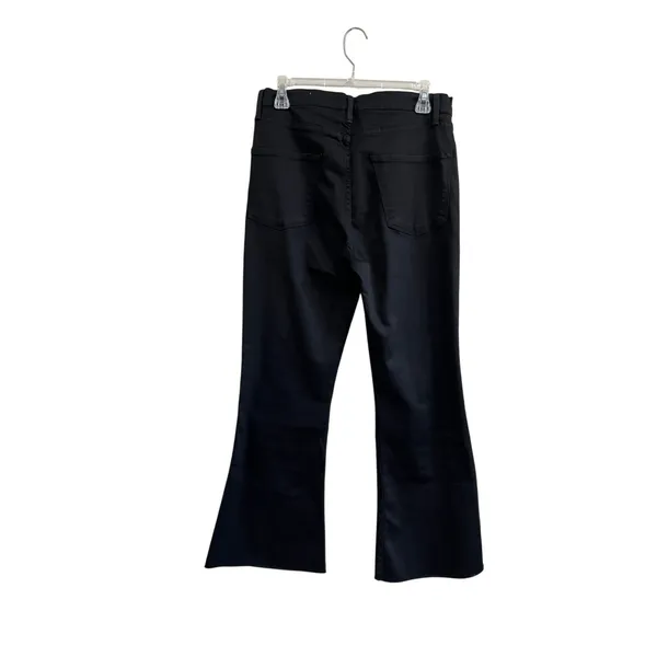 FRAME Le Crop Flare Jeans Black Raw Hem‎ Cropped High Rise Denim Size 30 - Image 2