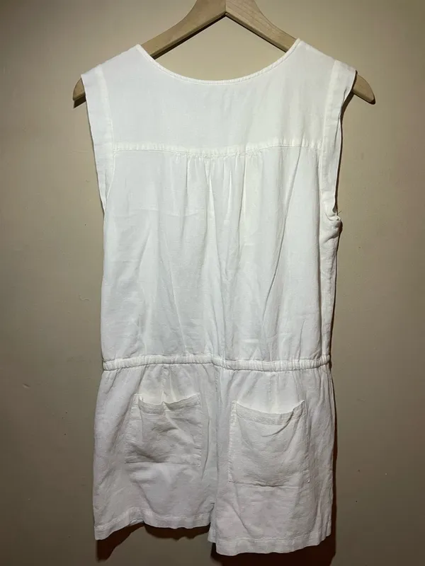 LOFT White Sleeveless Crochet Yoke Romper, medium - Image 2