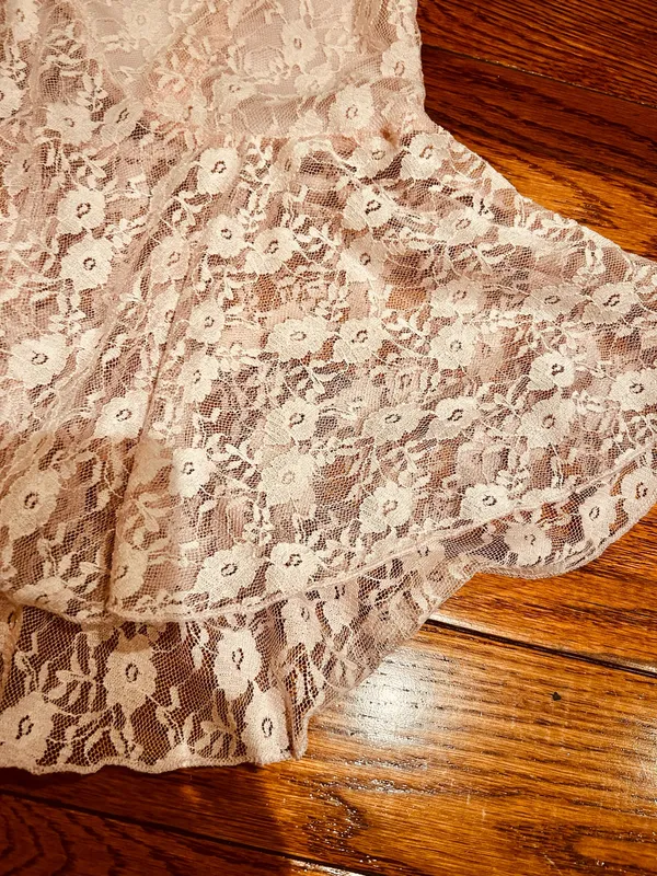 NWOT BABY PINK Lace see through Cap Sleeve Babydoll high low Top size L - Image 14