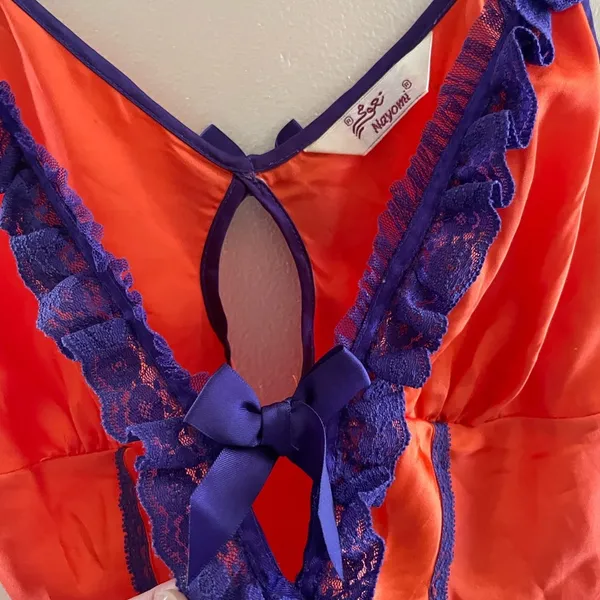 Vintage Nayomi Orange & Purple Lingerie Sleeveless Top Size Medium - Image 6