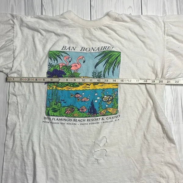90s Vintage Ban Boinaire! GraphicTourist Tshirt White Medium Thrashed - Image 3
