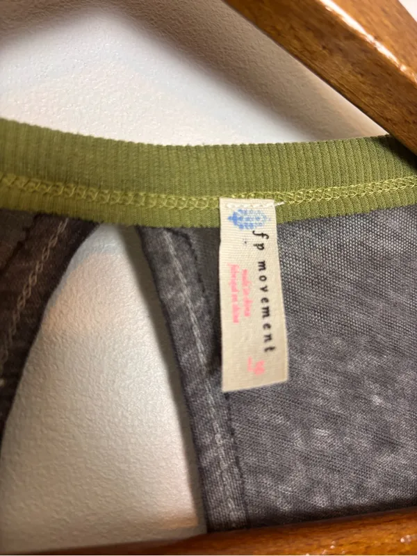 Free People FP Movement Performance Gray Green Trim AXL Yoga Tank - Image 7