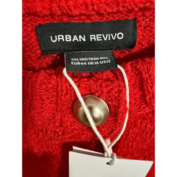 Urban Revivo Womens Red Textured Knit‎ Button Front Cardigan Size US 12 - Image 6
