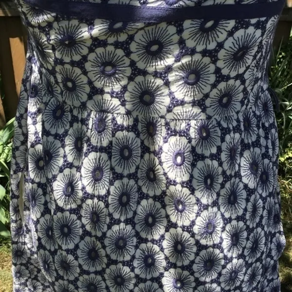 Strapless Blue Embroidered Floral Eyelet Cottage‎ Sun Dress - Image 5