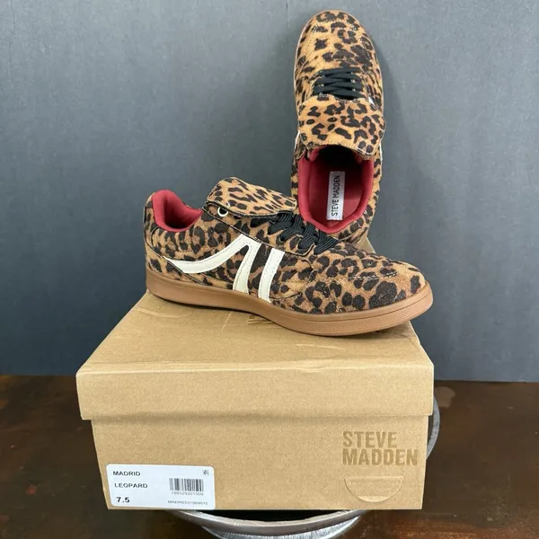 Streetwear Edgy Steve Madden Women Madrid Leopard Sneaker Size 7.5 Bujee Glam - Image 16
