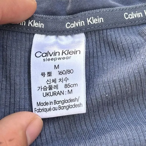 Calvin Klein Sleepwear Henley Long Sleeve Top Gray Women’s Medium CK Logo - Image 3