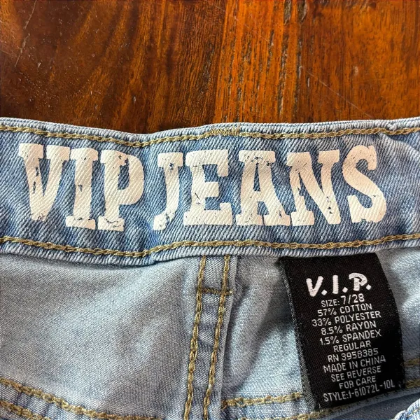 VIP‎ Jeans Womens Size 7/28 Light Wash High Rise Wide Leg Baggy Denim Jeans - Image 8