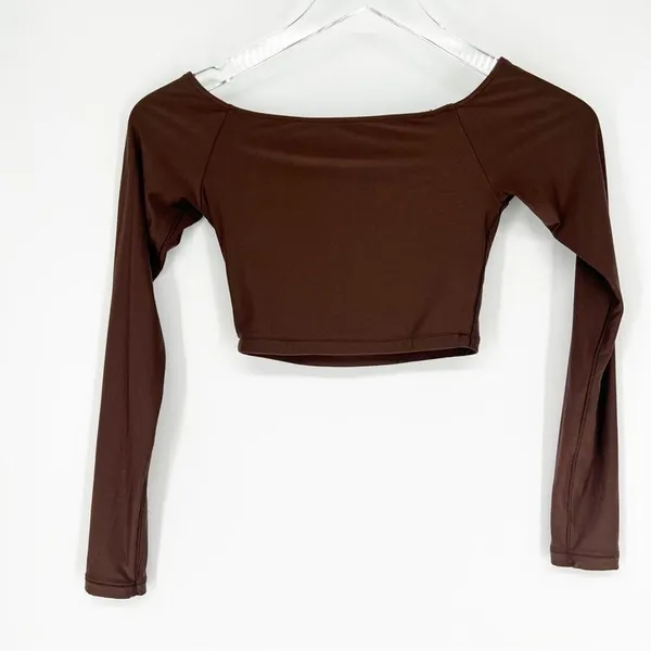 Smoothez by Aerie Off the Shoulder Top Women's Size XS Brown Clean Girl‎ - Image 3