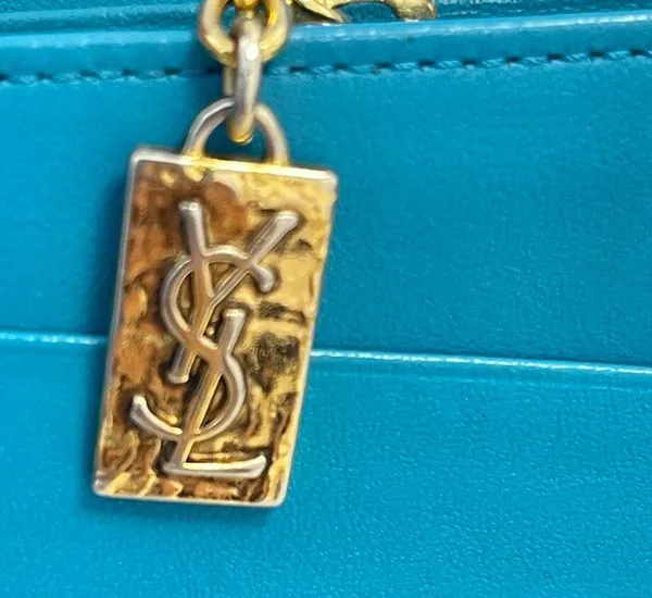 Yves Saint Laurent YSL Vintage Turquoise Compact Bifold Wallet - Preowned - Image 8