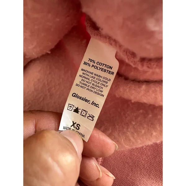 Glossier Classic Oversized Pink Fleece Hoodie - Size XS (Fits S/M) - Image 4