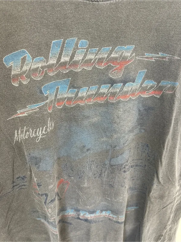 Freedom Highway Rolling Thunder Motorcycles Faded Graphic Tee - Dark Grey Size M - Image 5