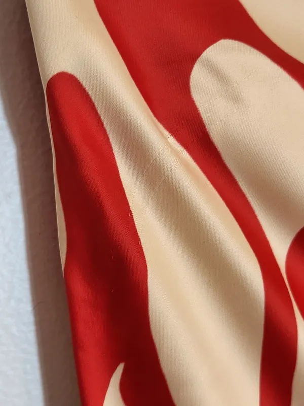 House of Harlow Red and Cream Tropical Print Satin Strapless Maxi Dress Size Med - Image 4