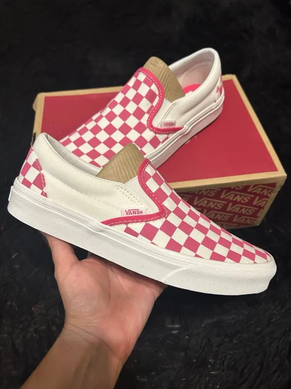 VANS off the wall checkerboard pink slip on shoes sneakers women’s 8 new - Image 2