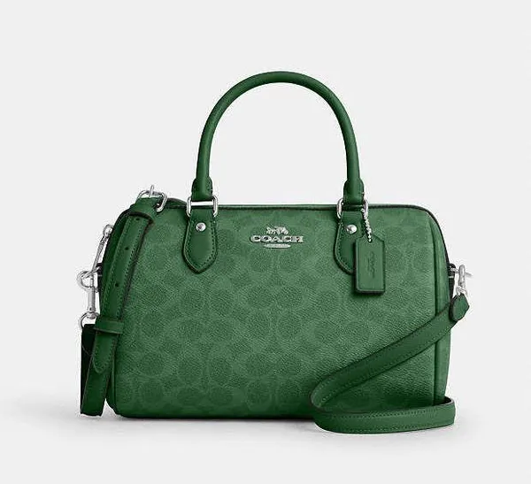 NWT Coach Medium Rowan Satchel Bag In Signature Canvas CV961 Bright Jade - Image 6