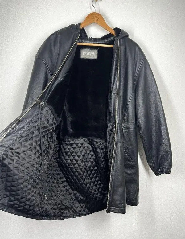 Vintage Wilson Leather Jacket Womens Faux Fur Lined Large Heavyweight Warm - Image 2