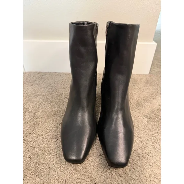 New Marc Fisher Black Leather Square Toe Ankle Boots Size 9 - Image 3