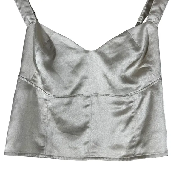 Abercrombie & Fitch Satin Solid Crop Top Champagne Chic Smocked Back Size M - Image 2