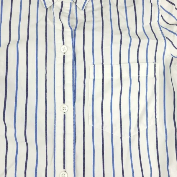 Madewell Ex-Boyfriend Shirt XS Blue White Stripe Button Down Cotton Top - Image 6