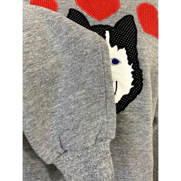 Vintage Russell Athletic Womens Small Sweatshirt Husky Dog‎ Gray 90s USA Hearts - Image 8