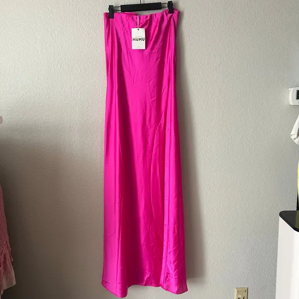Show Me Your Mumu Taylor Tube Maxi Dress Hot Pink Size Large NWT - Image 4